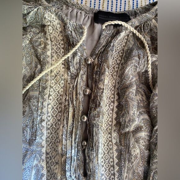 Diesel Black Gold Min Dress Gray Relaxed Paisley Peasant Bohemian Made Italy 38 - Picture 4 of 10